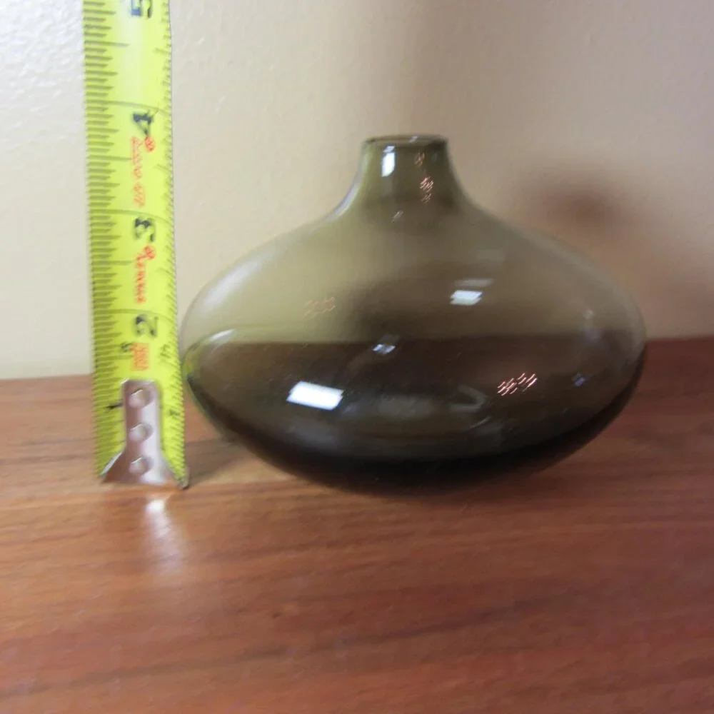 vintage Ikea salong MCM style grey smoked glass bubble vase (W4074)
